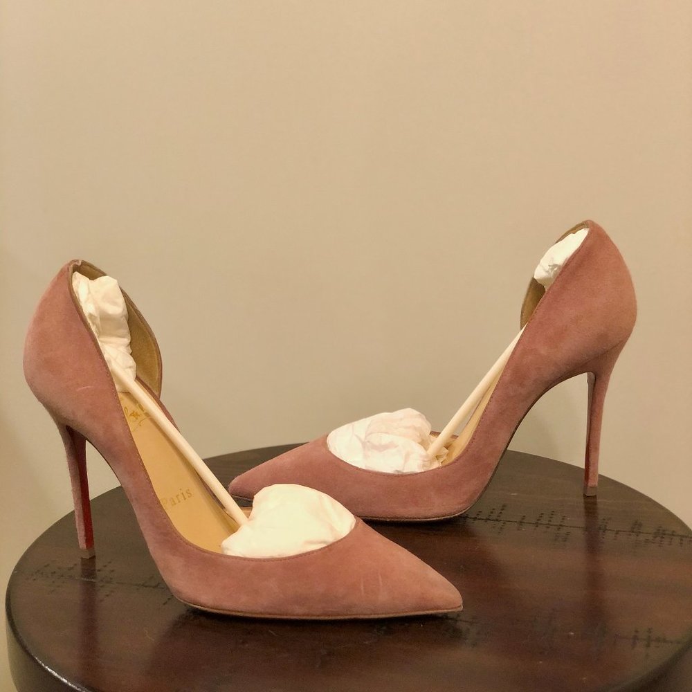 Christian Louboutin - Blush Suede Red Sole Pumps
